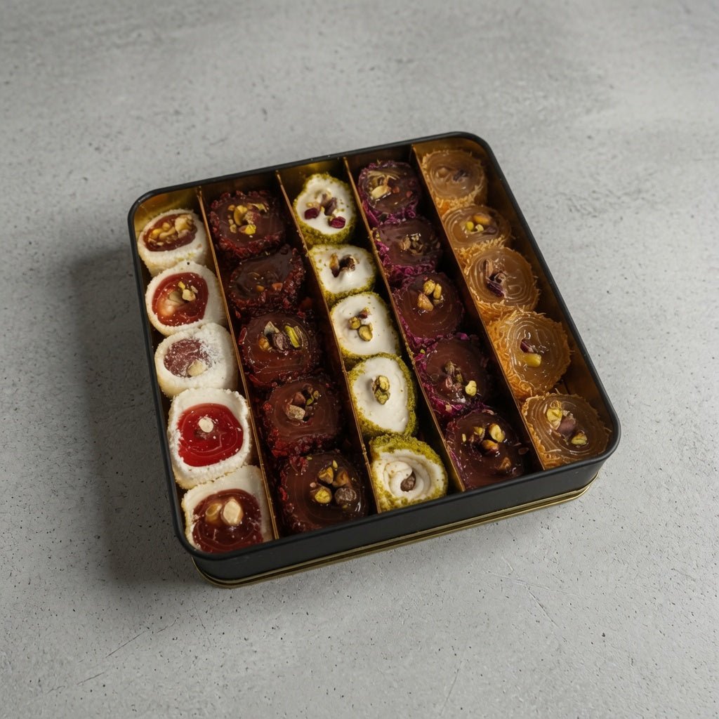 Golden Mix Turkish Delight with Nuts 1.56 lb - Anatolia Harvest